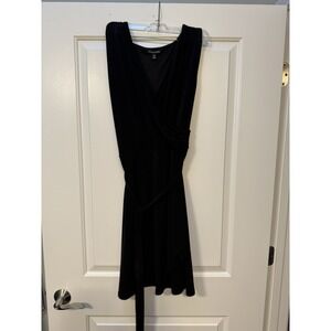 41 Hawthorn Tristana Essentials Knit Faux Wrap Dress Black XL Petite Sleeveless